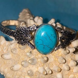 Dainty Santa Rosa Turquoise 925 stamped Handcrafted Tree cuff